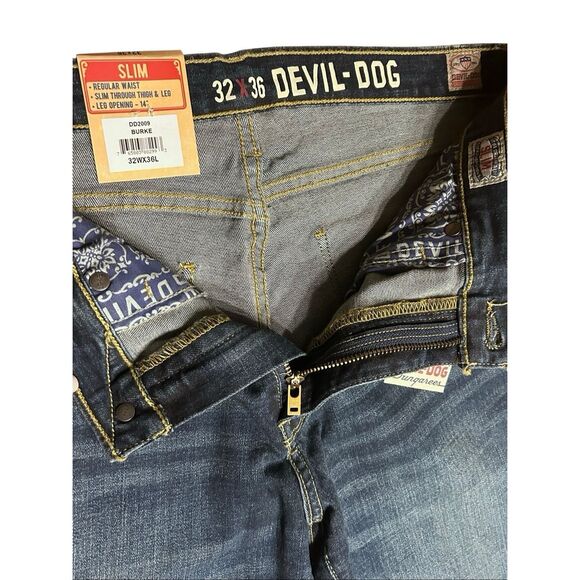 Devil Dog Men’s Slim Jeans 32x36 Distressed Denim Workwear NWT - Picture 5 of 8